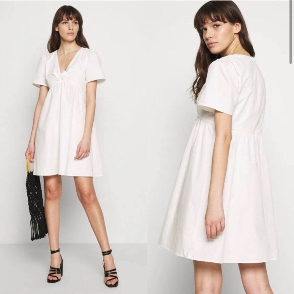 Madewell White Tie Front Poplin Mini Dress size 2